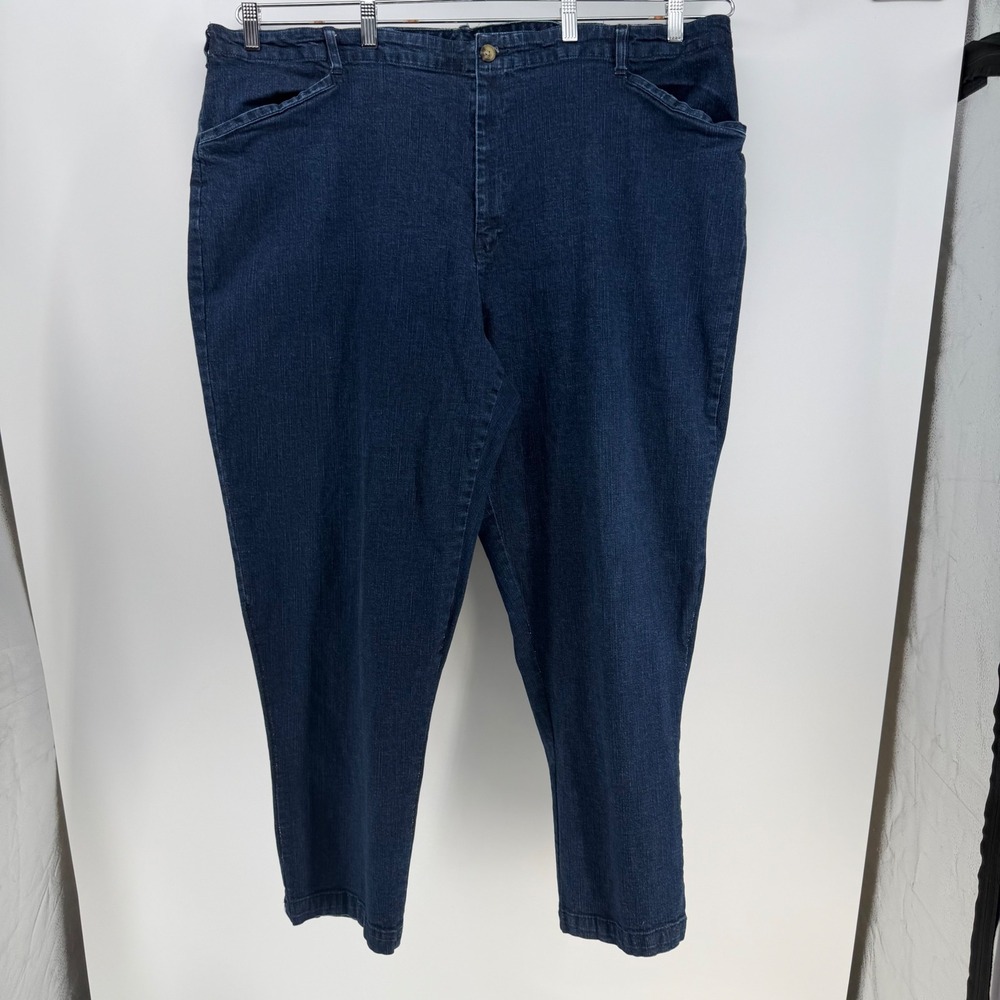 White Stag Jeans Women 26W Dark Blue Stretch High Rise Straight Leg Classic FLAW